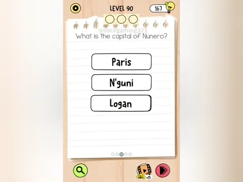 Brain Test 5 Level 90 - What is the capital of Nunero? (Image 1)