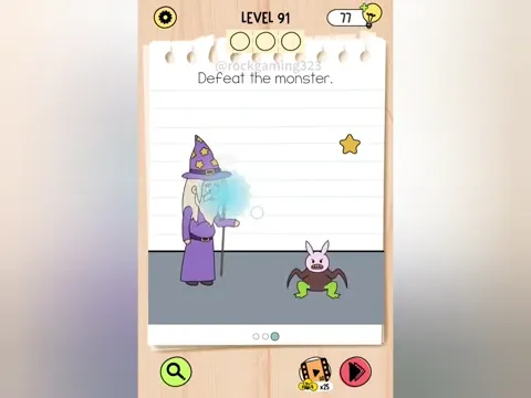 Brain Test 5 Level 91 - Defeat the monster. (Image 1)