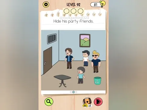 Brain Test 5 Level 92 - Hide his party friends. (Image 1)