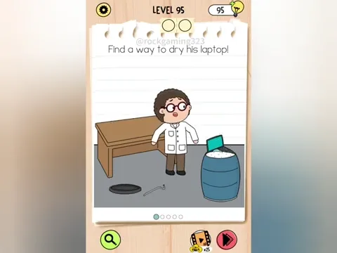 Brain Test 5 Level 95 - Find a way to dry his laptop! (Image 3)