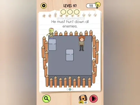 Brain Test 5 Level 97 - He must hunt down all enemies. (Image 1)