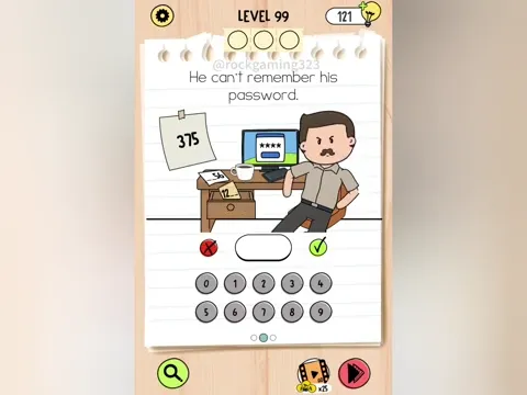 Brain Test 5 Level 99 - He can't remember his password. (Image 1)